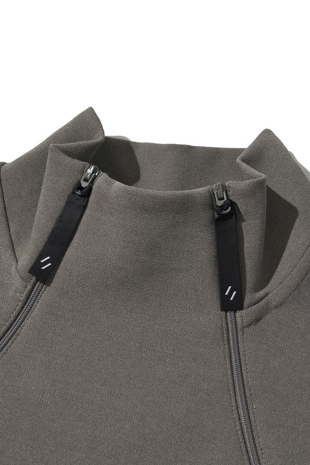 WELTER EXPERIMENT - 스웨트셔츠 - DOUBLE HALF ZIP SWEATSHIRT_GRAY_WOL091