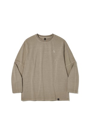 OVERDYED TRAIL STITCH LONG SLEEVES T-SHIRT_BEIGE