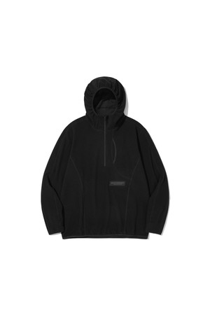 SQUARE FLEECE HOOD PULLOVER_BLACK