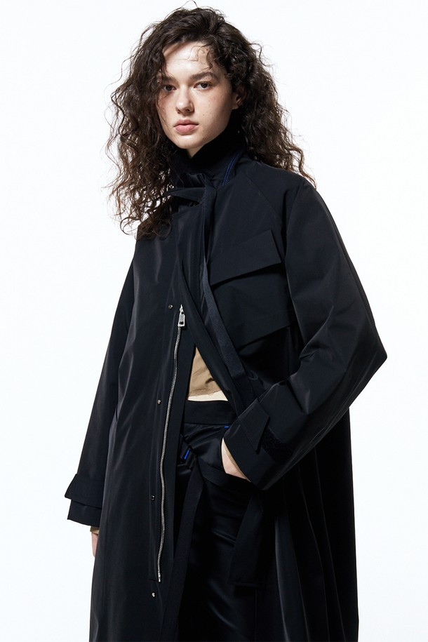 HAUS 072C - 점퍼 - BELTED HIGH LONG JUMPER BLACK