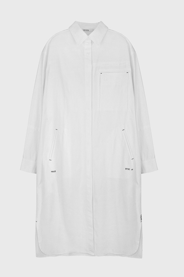 HAUS 072C - 긴소매 원피스 - OVERFIT SHIRTS OPS WHITE