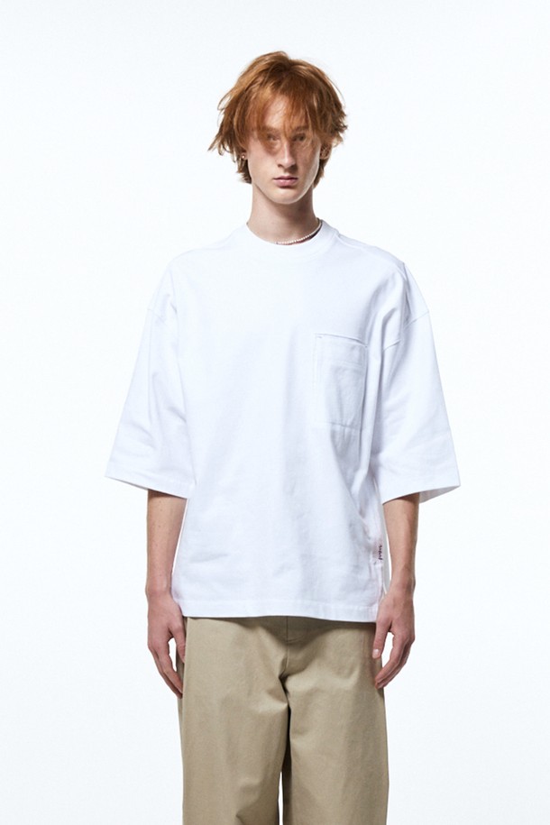 HAUS 072C - 반팔티셔츠 - BIG POCKET T-SHIRTS WHITE