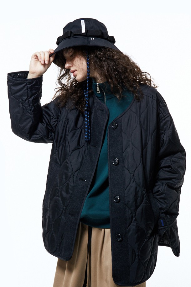 HAUS 072C - 패딩 - FELT POINTED QUILTING JACKET PADDING BLACK