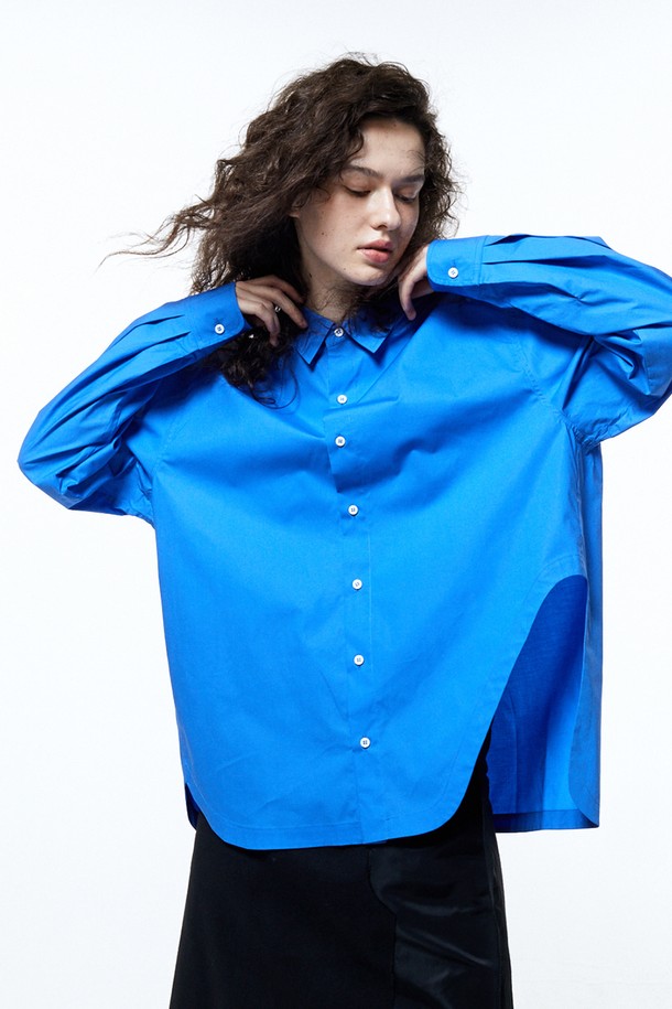 HAUS 072C - 셔츠 - SIDE DETAIL SHIRTS BLUE