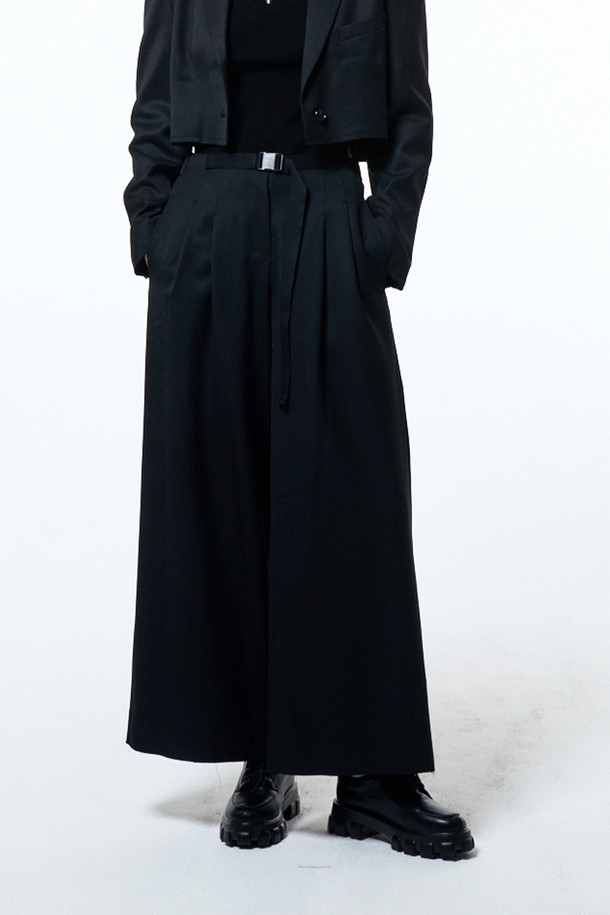 HAUS 072C - 롱/미디팬츠 - SET-UP SIDE PANTS BLACK