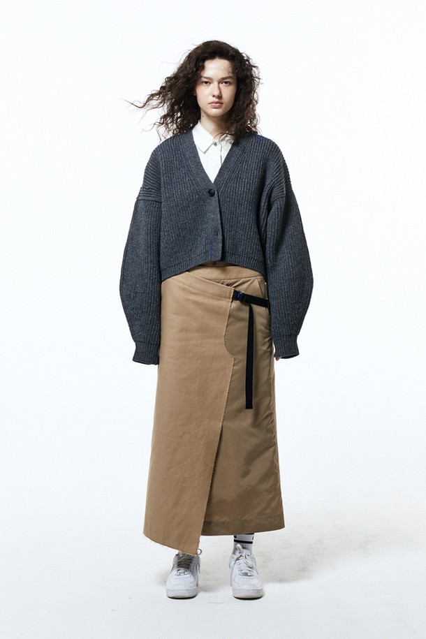 HAUS 072C - 가디건 - OVERSIZE VOLUME CARDIGAN DARK GREY