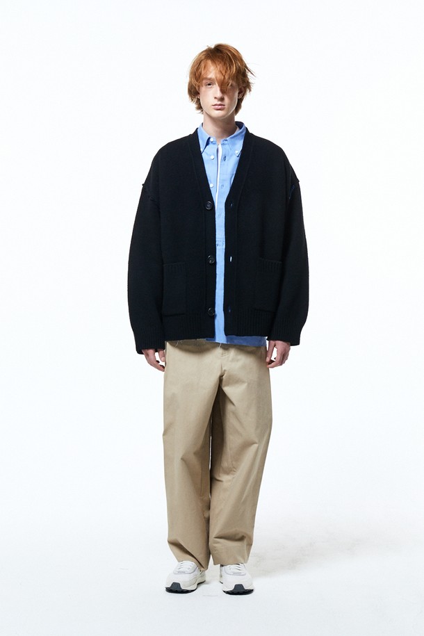 HAUS 072C - 가디건 - OVERFIT GENDERLESS CARDIGAN BLACK