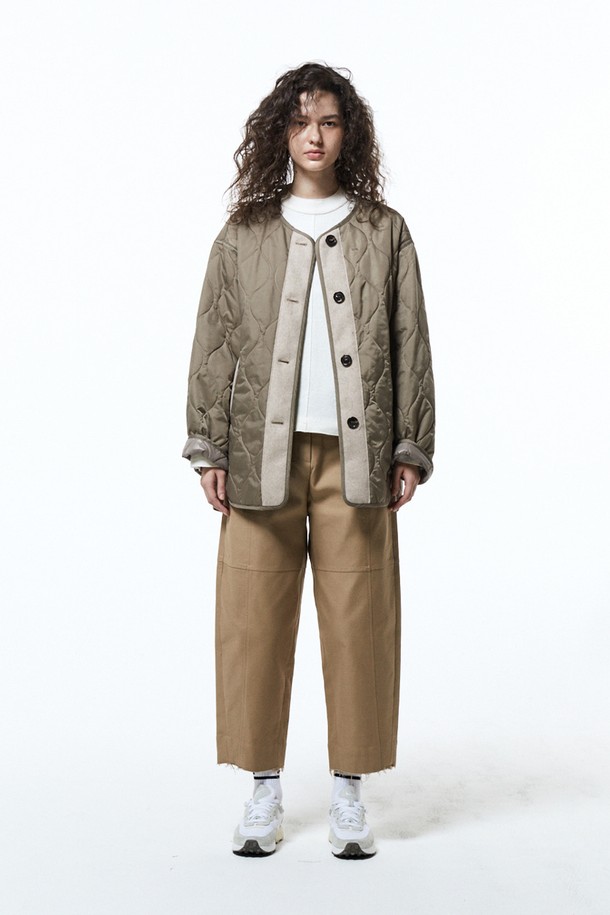 HAUS 072C - 패딩 - FELT POINTED QUILTING JACKET PADDING DARK BEIGE