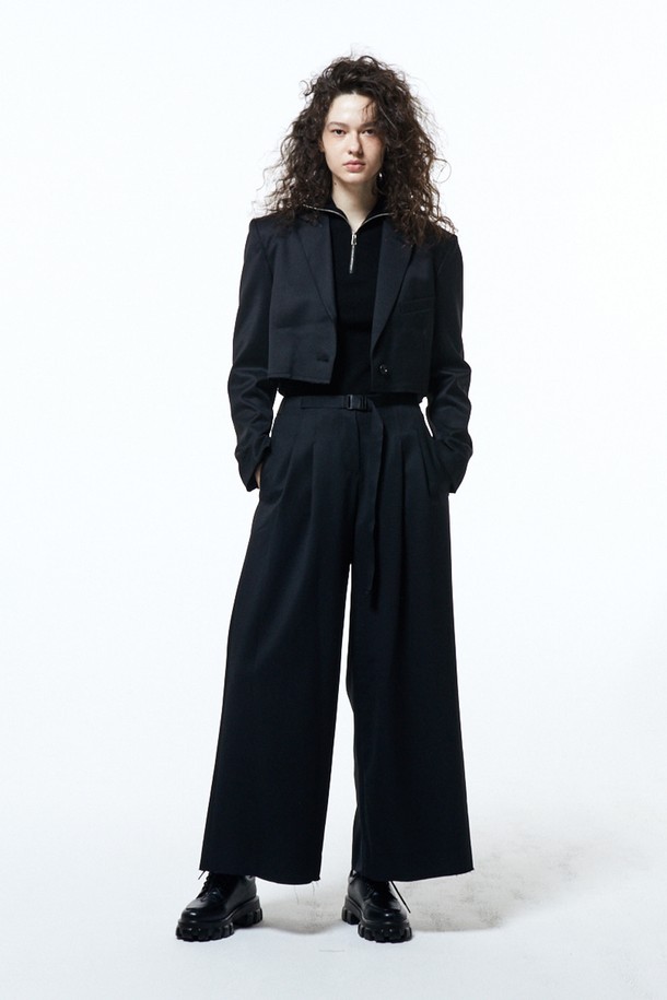 HAUS 072C - 롱/미디팬츠 - SET-UP SIDE PANTS BLACK