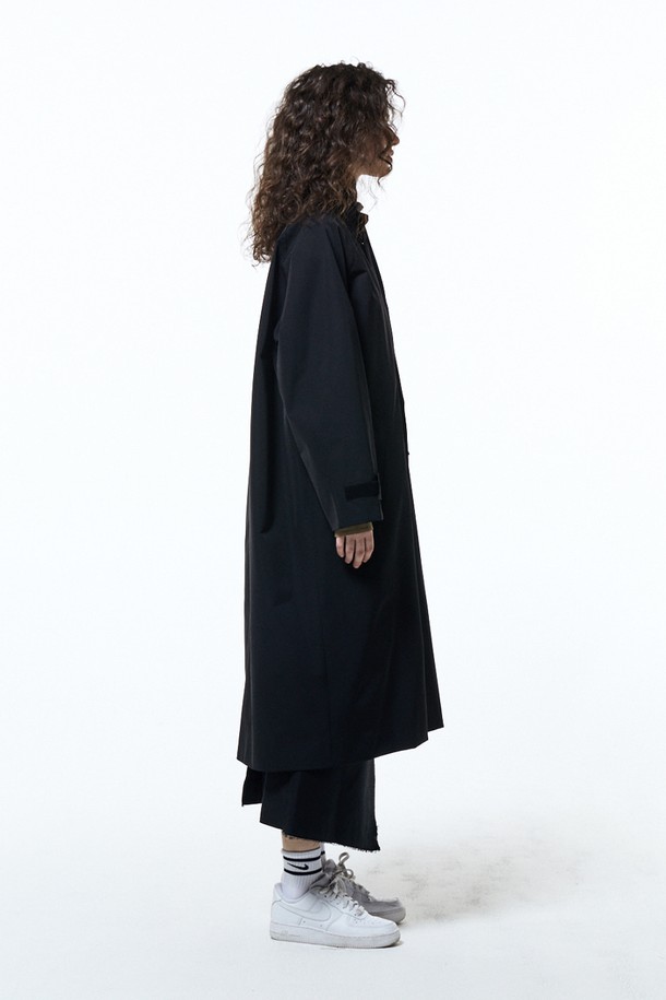 HAUS 072C - 점퍼 - BELTED HIGH LONG JUMPER BLACK