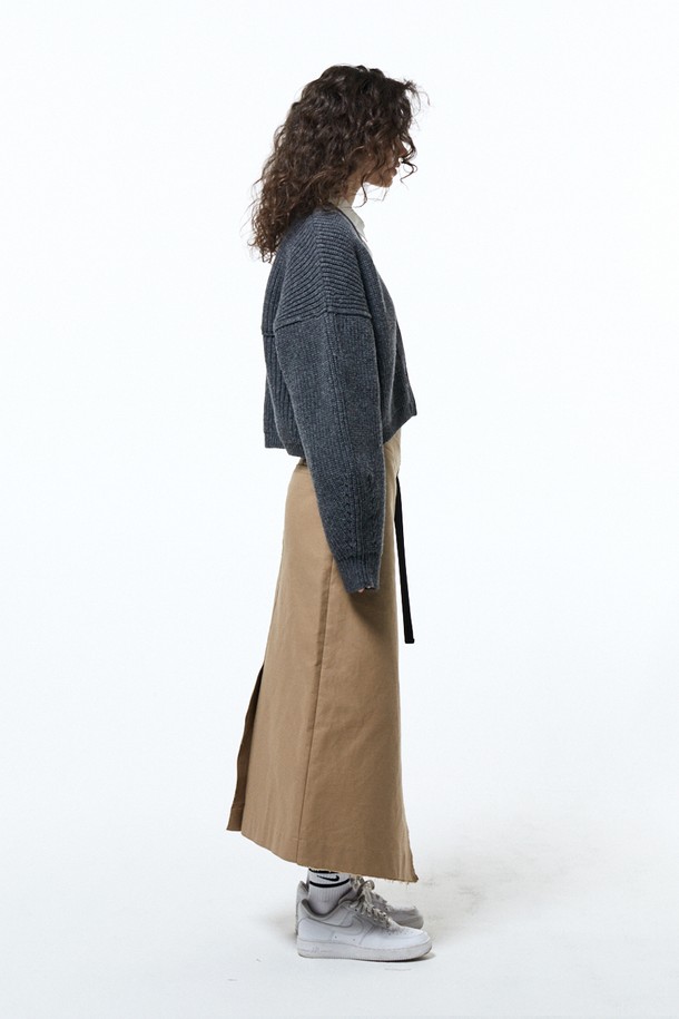 HAUS 072C - 가디건 - OVERSIZE VOLUME CARDIGAN DARK GREY