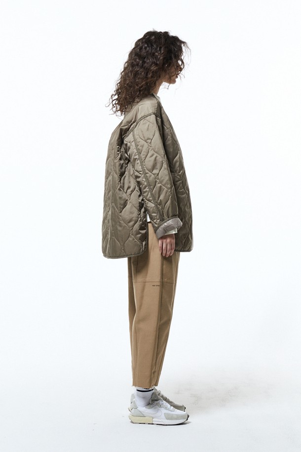 HAUS 072C - 패딩 - FELT POINTED QUILTING JACKET PADDING DARK BEIGE