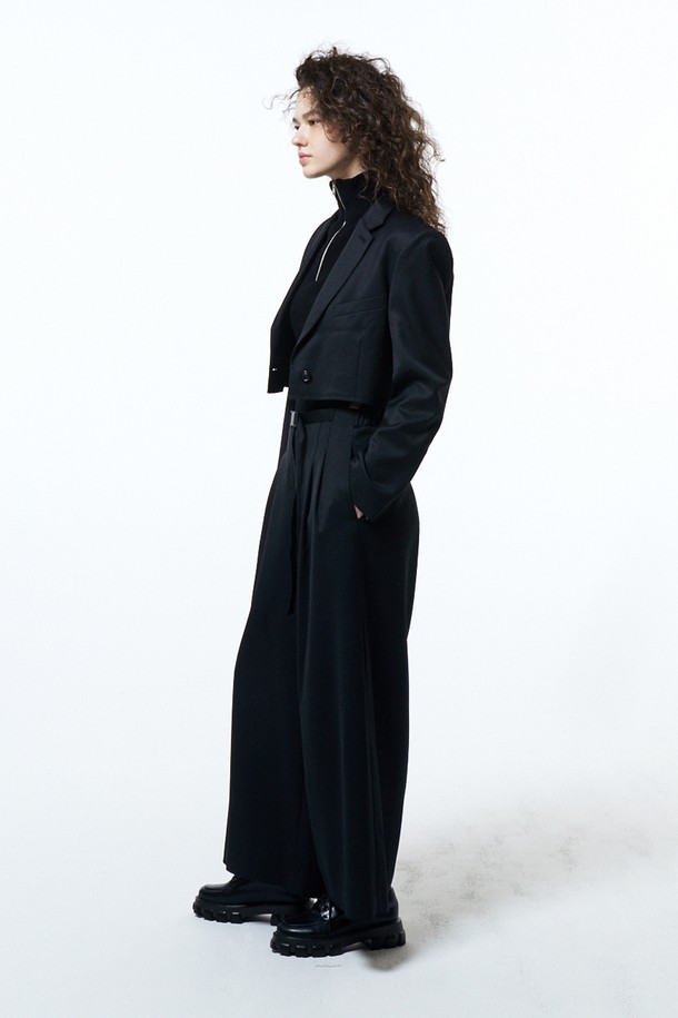 HAUS 072C - 롱/미디팬츠 - SET-UP SIDE PANTS BLACK