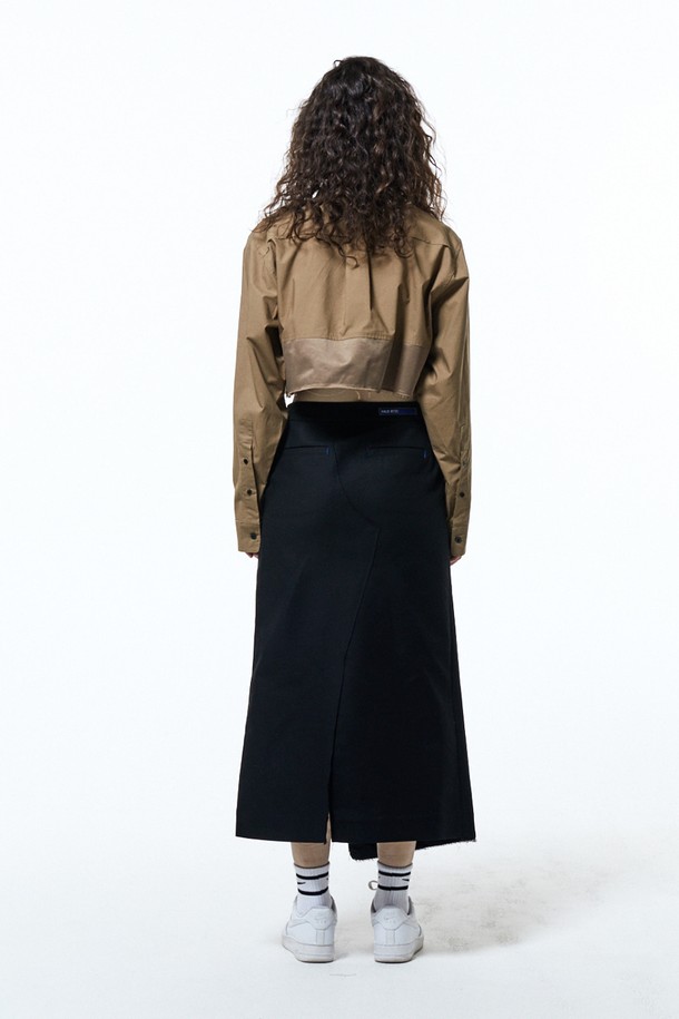 HAUS 072C - 롱스커트 - MA-1 PATCHED WRAP SKIRT BLACK