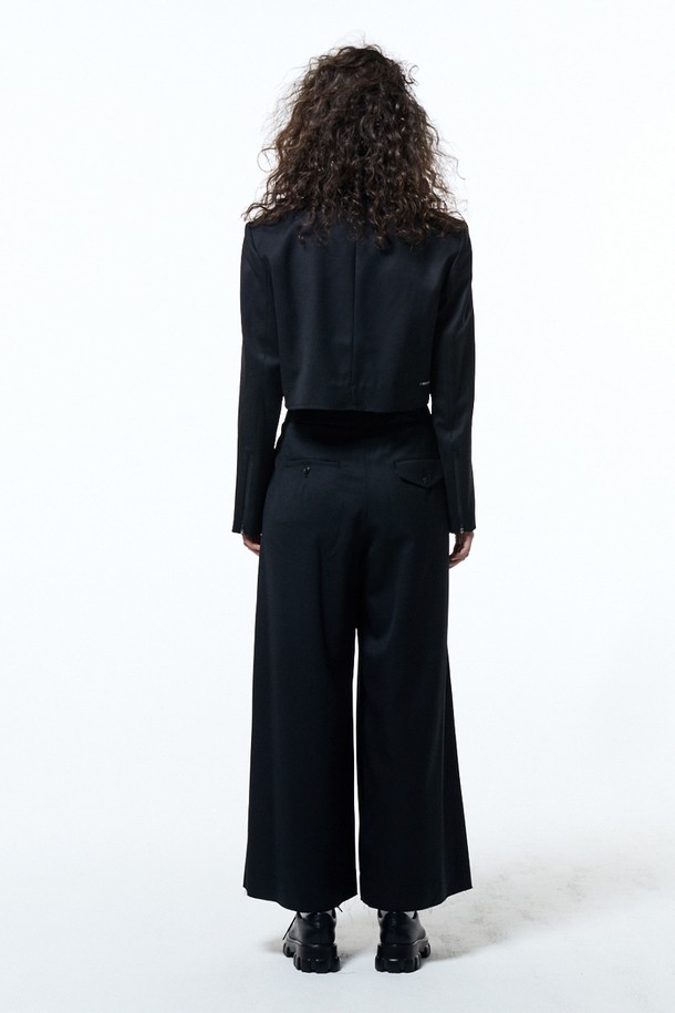 HAUS 072C - 롱/미디팬츠 - SET-UP SIDE PANTS BLACK