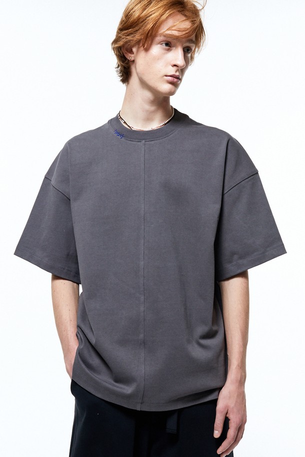 HAUS 072C - 반팔티셔츠 - ZIGZAG NEEDLEPOINT TS DARK GREY