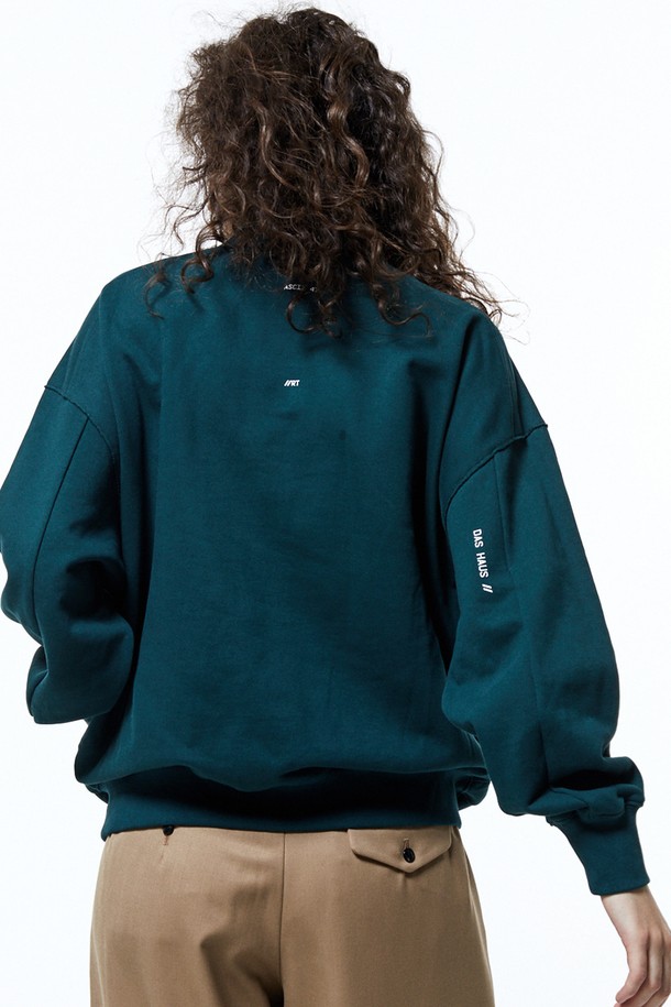 HAUS 072C - 긴소매 티셔츠 - GENDERLESS OVERFIT HALF ZIP UP DARK GREEN