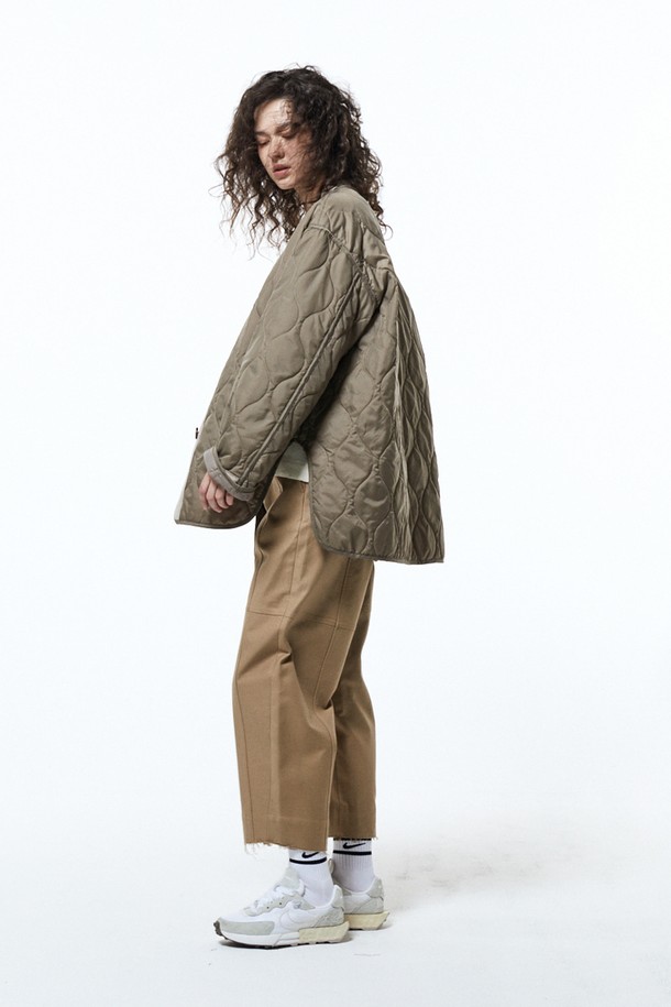 HAUS 072C - 패딩 - FELT POINTED QUILTING JACKET PADDING DARK BEIGE