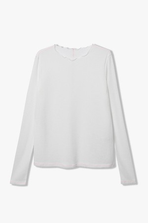 BI-COLOR STITCH ROUND-NECK T-SHIRT WHITE