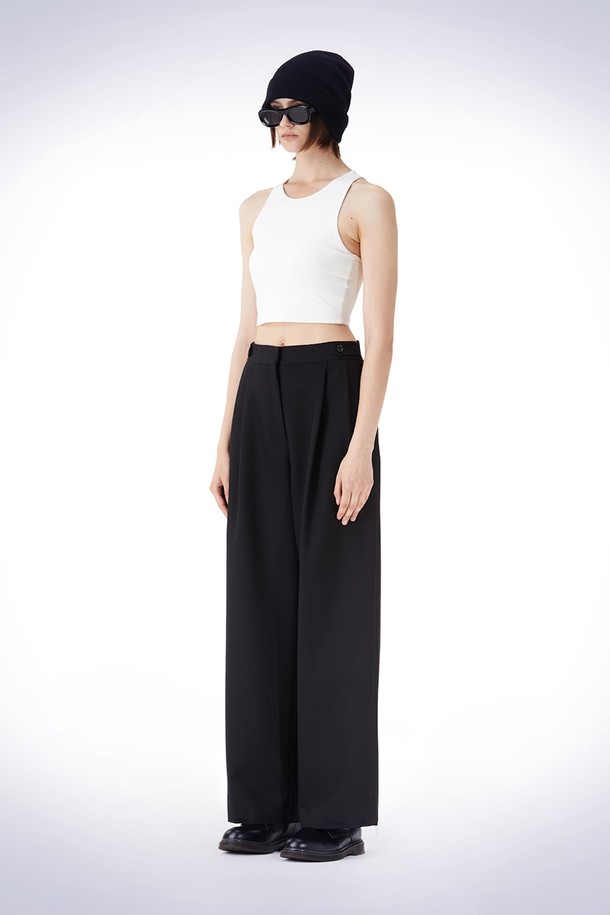 HAUS 072C - 롱/미디팬츠 - BIZO POINT WIDE PANTS BLACK