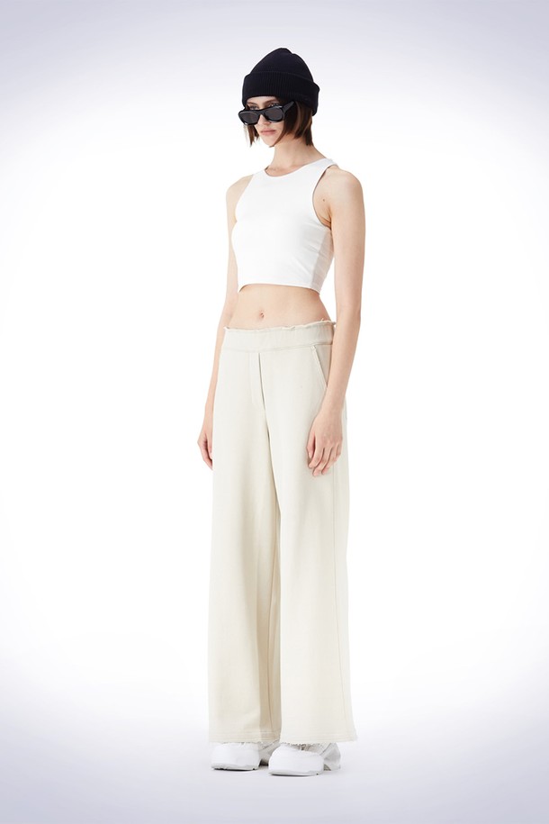 HAUS 072C - 롱/미디팬츠 - BANDING WIDE SWEAT PANTS IVORY