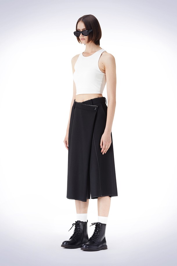 HAUS 072C - 롱/미디팬츠 - BERMUDA WRAP PANTS BLACK