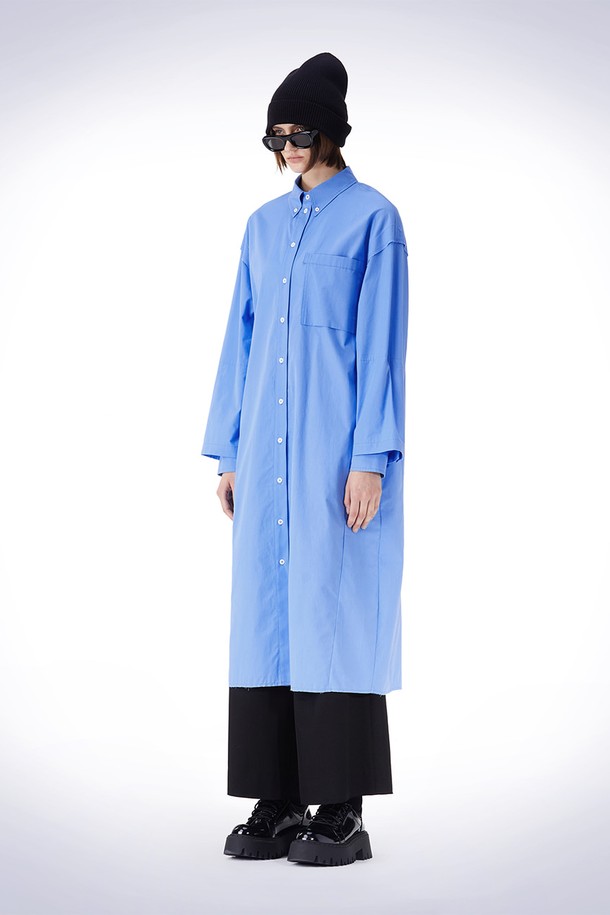 HAUS 072C - 긴소매 원피스 - DOUBLE LAYERED SLEEVE ONEPIECE BLUE