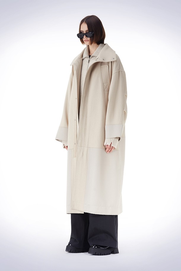 HAUS 072C - 코트 - PATCH POINT LONG COAT BEIGE