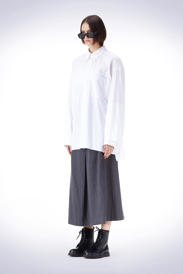 HAUS 072C - 셔츠 - DOUBLE LAYERED SLEEVE SHIRT WHITE