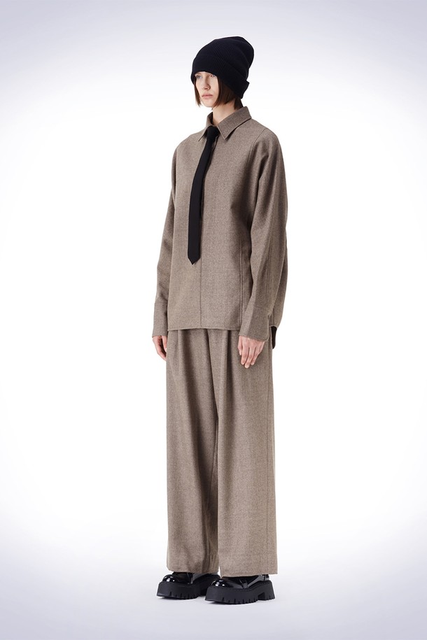 HAUS 072C - 롱/미디팬츠 - BIZO POINT WIDE PANTS BROWN