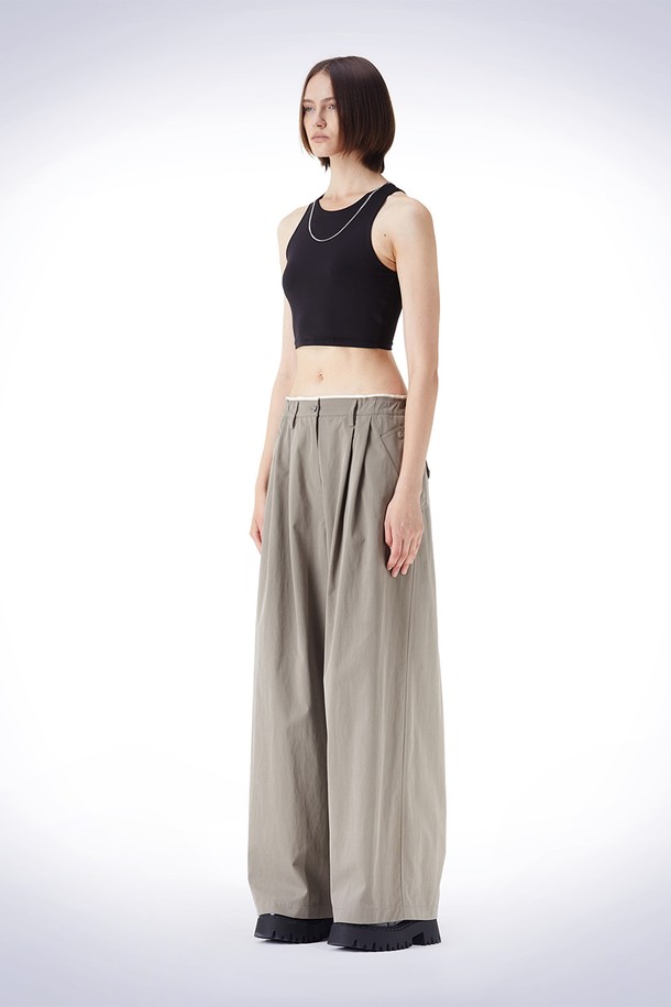 HAUS 072C - 롱/미디팬츠 - BELT LOOP POINT WIDE PANTS GREY