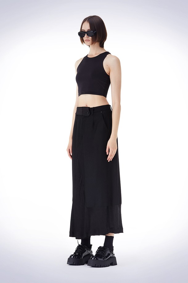 HAUS 072C - 롱스커트 - WAIST POINT WOOL SKIRT BLACK