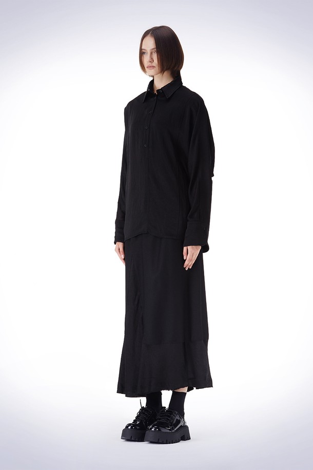 HAUS 072C - 셔츠 - DOLMAN SLEEVE OVER FIT SHIRT BLACK