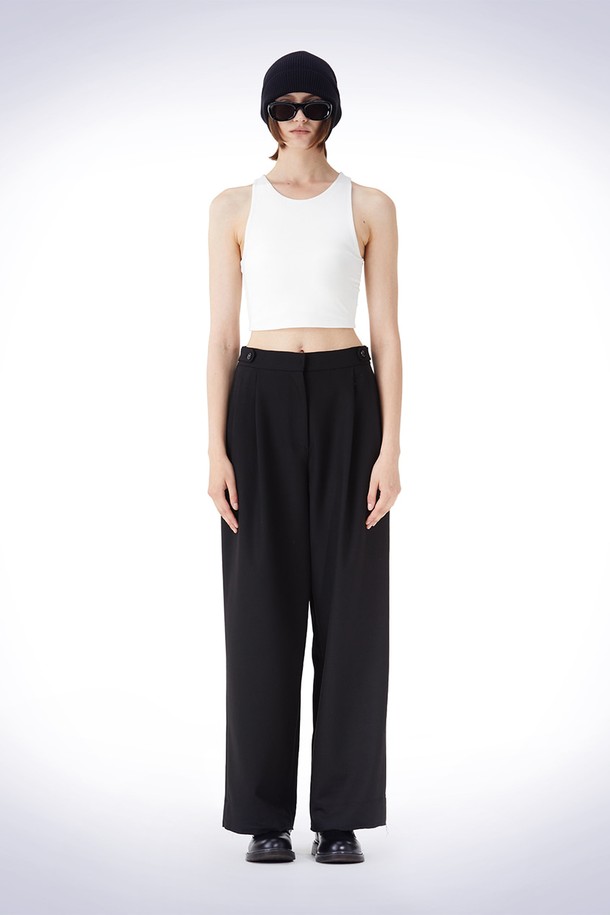 HAUS 072C - 롱/미디팬츠 - BIZO POINT WIDE PANTS BLACK