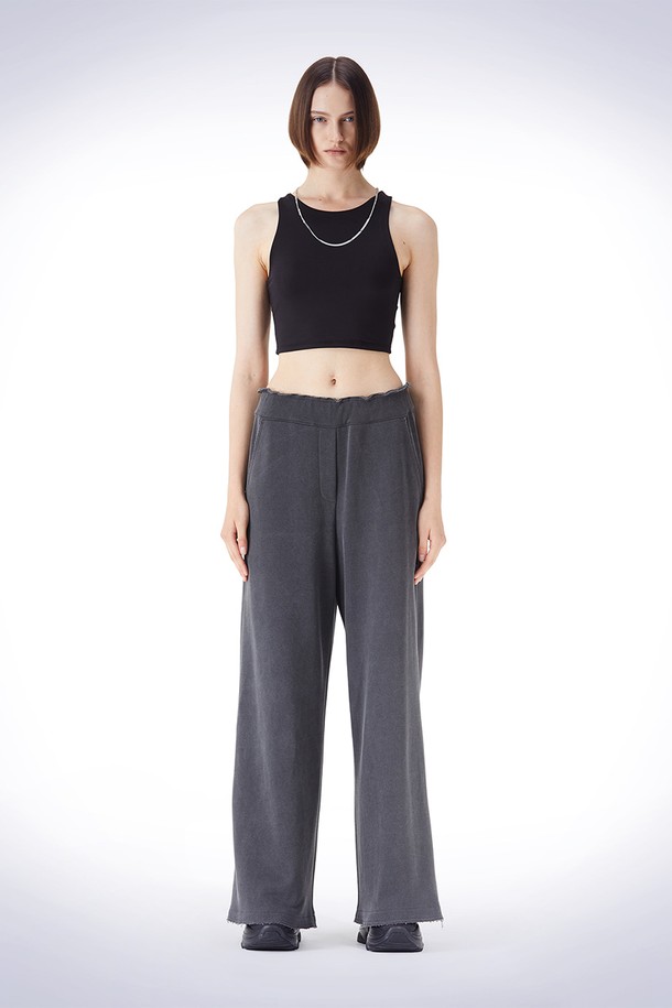 HAUS 072C - 롱/미디팬츠 - BANDING WIDE SWEAT PANTS GREY