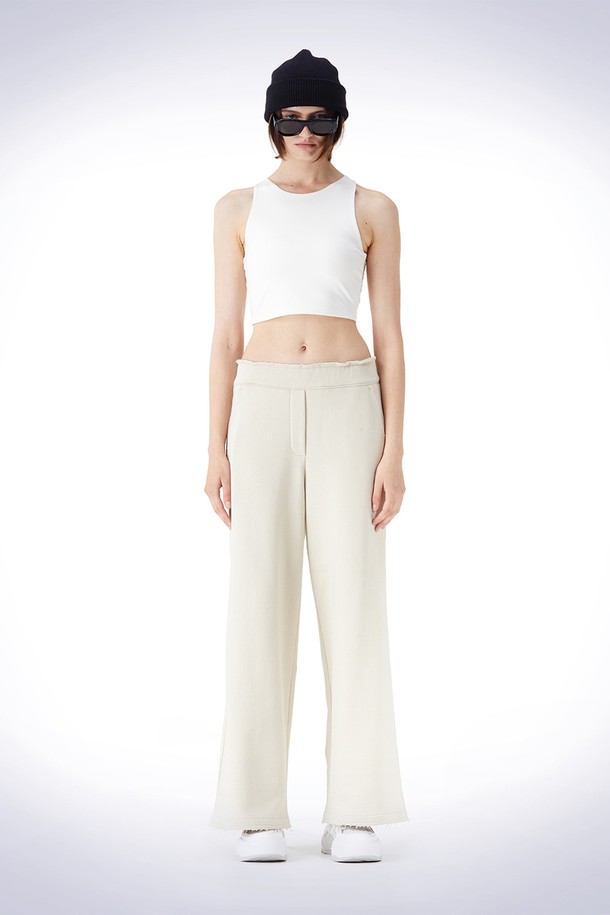 HAUS 072C - 롱/미디팬츠 - BANDING WIDE SWEAT PANTS IVORY