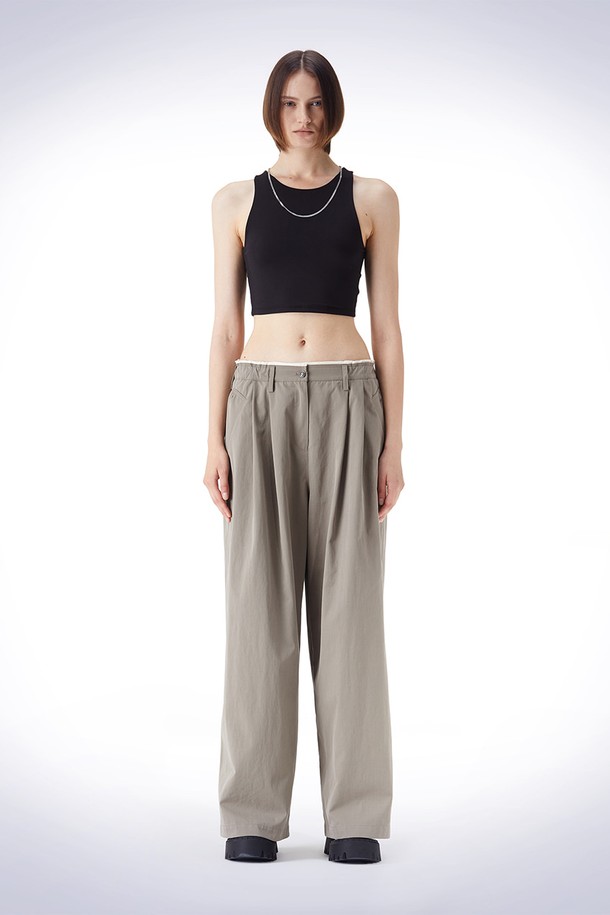 HAUS 072C - 롱/미디팬츠 - BELT LOOP POINT WIDE PANTS GREY