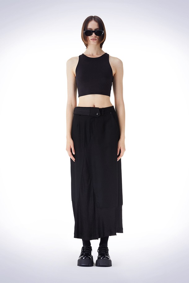 HAUS 072C - 롱스커트 - WAIST POINT WOOL SKIRT BLACK