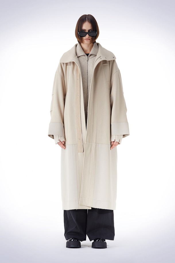 HAUS 072C - 코트 - PATCH POINT LONG COAT BEIGE