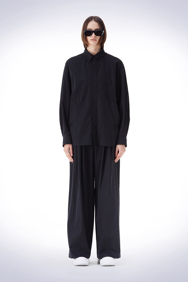 HAUS 072C - 셔츠 - RAW CUT POKET HEM SHIRT BLACK