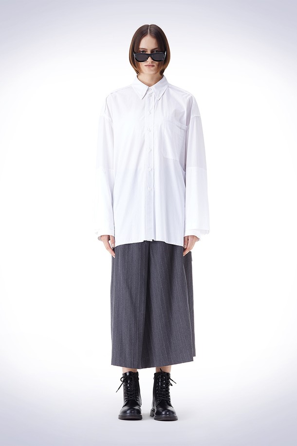 HAUS 072C - 셔츠 - DOUBLE LAYERED SLEEVE SHIRT WHITE