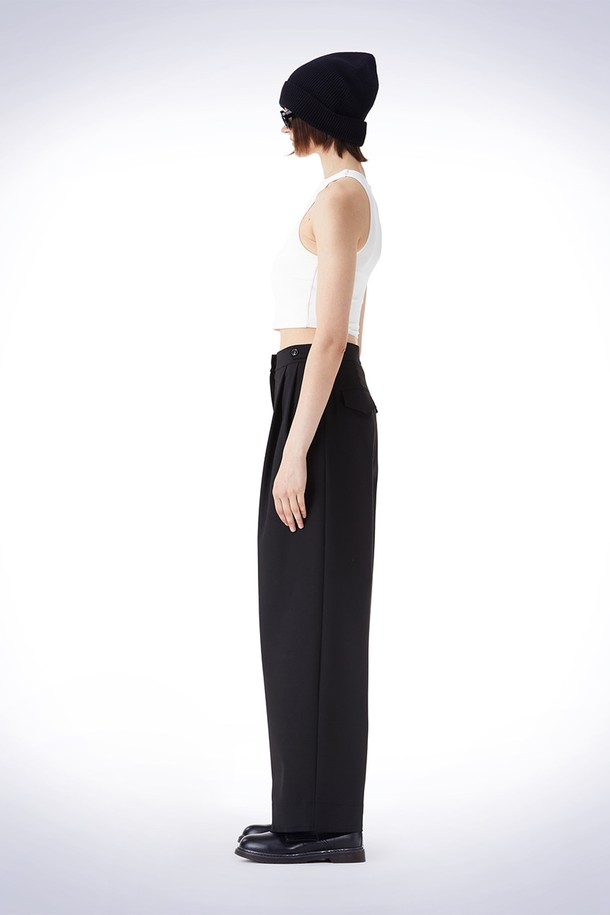 HAUS 072C - 롱/미디팬츠 - BIZO POINT WIDE PANTS BLACK