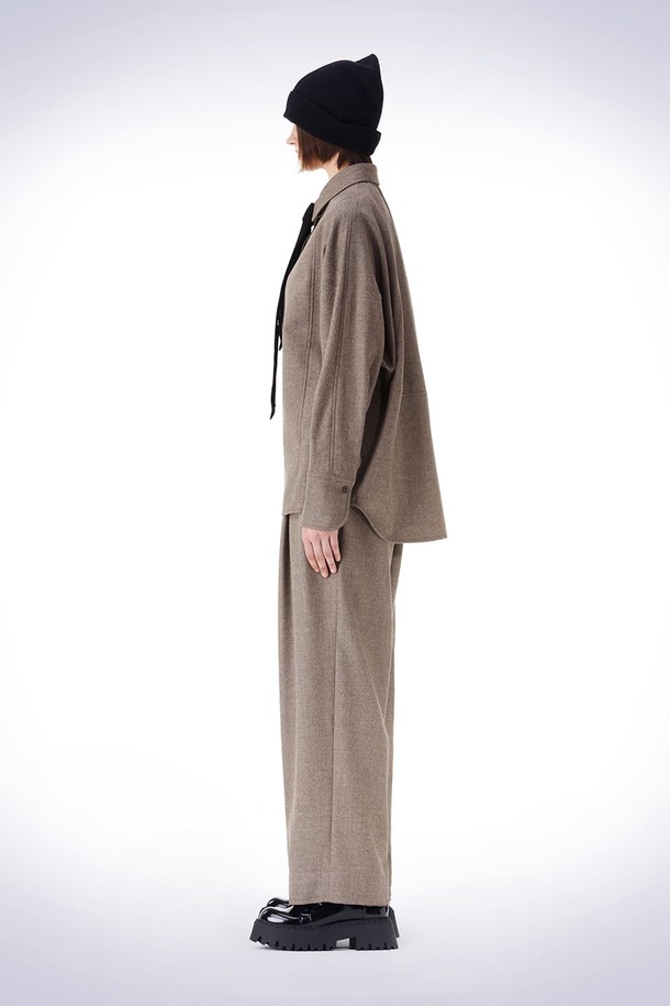 HAUS 072C - 롱/미디팬츠 - BIZO POINT WIDE PANTS BROWN