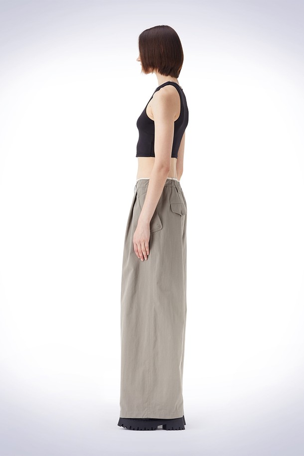 HAUS 072C - 롱/미디팬츠 - BELT LOOP POINT WIDE PANTS GREY