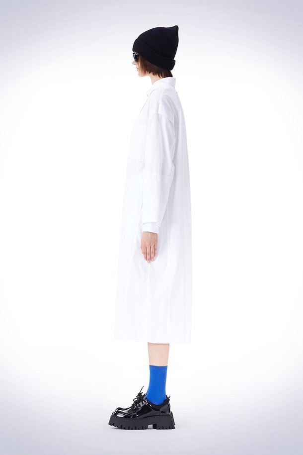 HAUS 072C - 긴소매 원피스 - DOUBLE LAYERED SLEEVE ONEPIECE WHITE