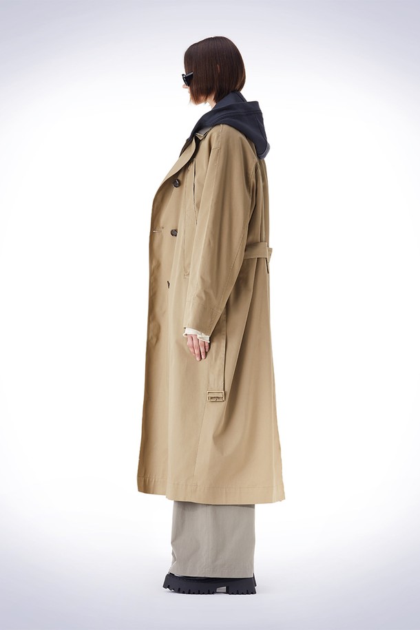 HAUS 072C - 코트 - DETACHABLE HOODY TRENCH COAT BEIGE