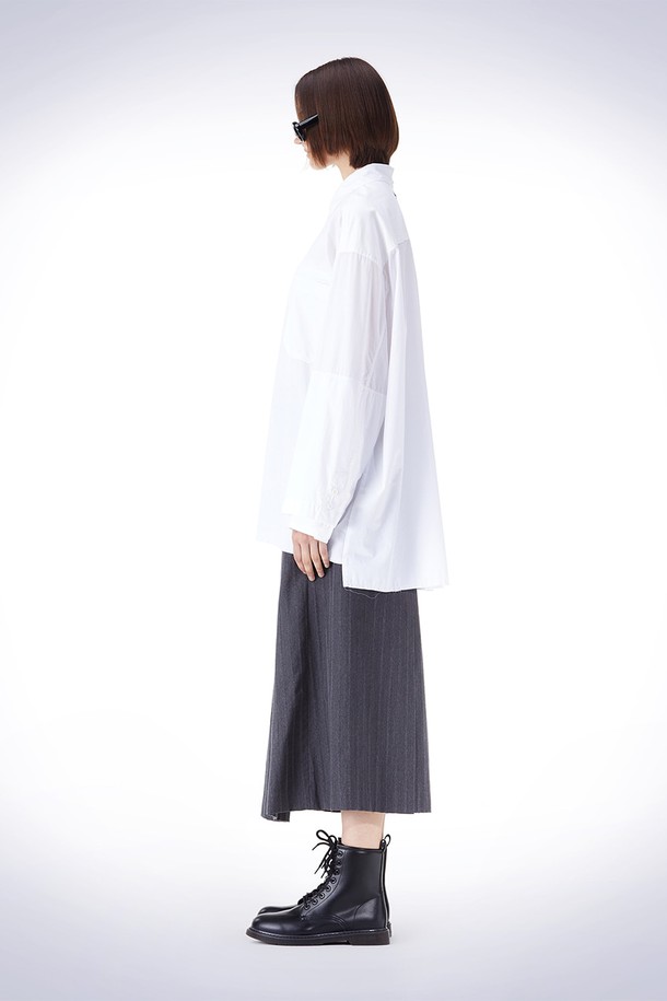 HAUS 072C - 셔츠 - DOUBLE LAYERED SLEEVE SHIRT WHITE