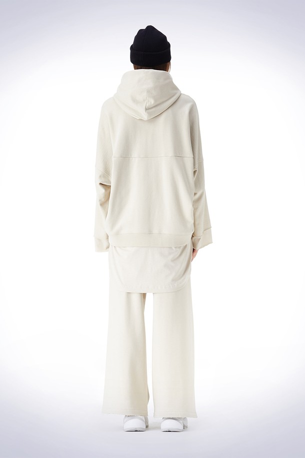 HAUS 072C - 긴소매 티셔츠 - LAYERED OVERFIT HOODIE T-SHIRT IVORY