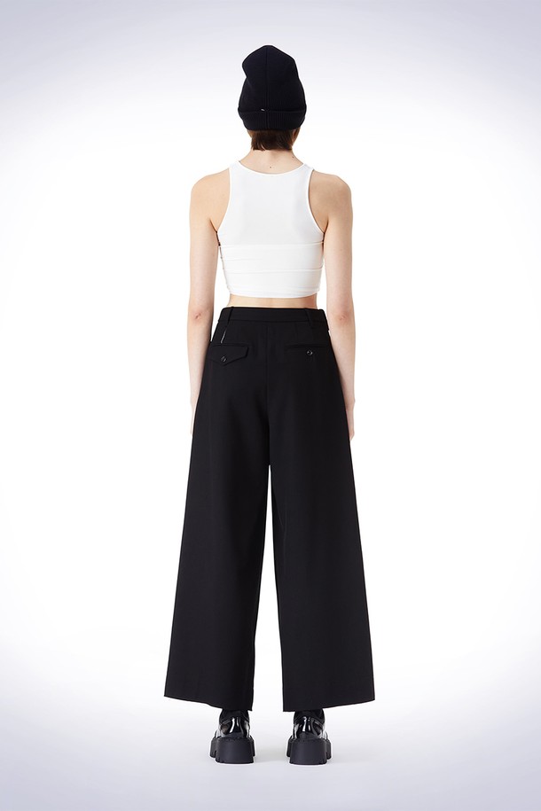 HAUS 072C - 롱/미디팬츠 - WAIST POINT TWO-TUCK WIDE PANTS BLACK