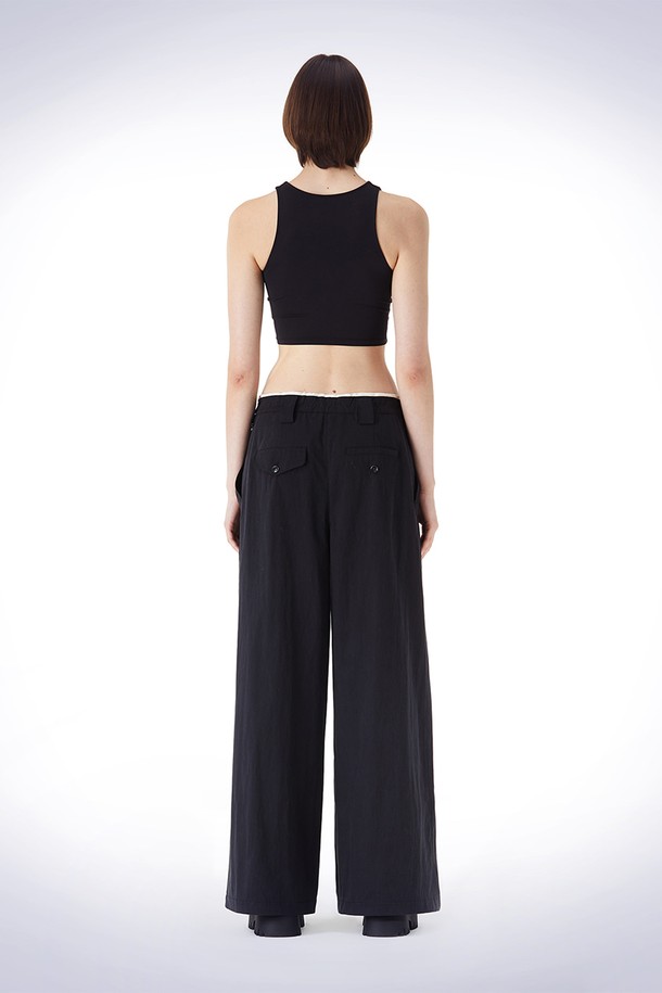 HAUS 072C - 롱/미디팬츠 - BELT LOOP POINT WIDE PANTS BLACK